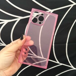 Iphone 14 Pro Max Clear Pink Square Case